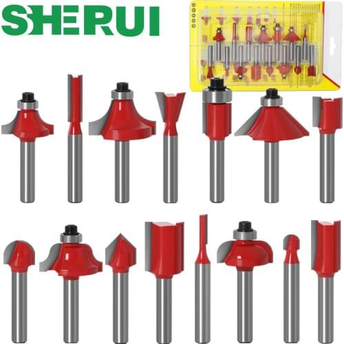 15pcs 1/4inch Router Bit Set Trimming Straight Milling Cutter for Wood Bits Tungsten Carbide Cutting Woodworking