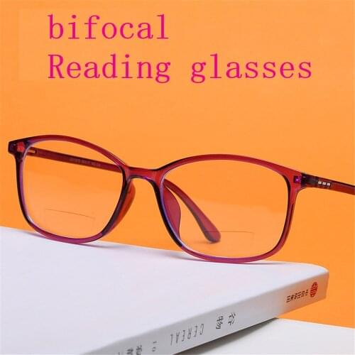 Bifocal Reading Glasses Men Far Near Anti Blue Light Magnification Eyewear Presbyopic Glasses Diopter +150 +200 +250 +300 NX