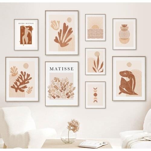 Bohemian Matisse Nude Coral Sun Abstract Wall Art Canvas Painting Nordic Posters And Prints Wall Pictures For Living Room Decor