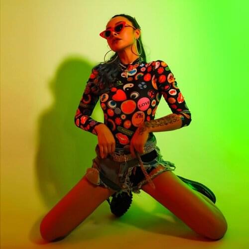 Hip Hop Dance Clothes Women Cheerleader Costume Pole Dance Wear Jazz Dancer Outfit Gogo Dancer Costume DJ DS Clubwear DL7480