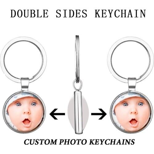 DIY Handmade Double-sided Glass Key Chain Personalized Custom Photo Lovers Baby Male Female Accessories Jewelry Birthday Gift