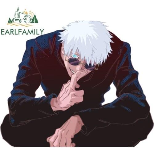 EARLFAMILY 13cm x 10.4cm For Jujutsu Kaisen Gojo Satoru Creative Car Sticker Waterproof Decal Surfboard Decor for VAN RV JDM