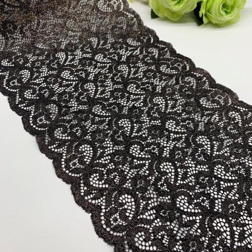 3y/lot Width 24.50cm Elastic Stretch Lace Trims Foil Skirt Hem For Clothing Accessories Dress Sewing Applique Costume Metallic