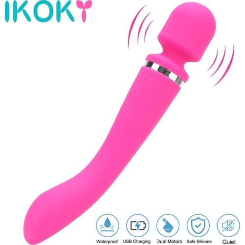 IKOKY 20 Speeds Dual Motors Sex Toys for Women Magic Wand G-Spot Clitoral Stimulator Dildo Vibrator Powerful Vaginal Massager