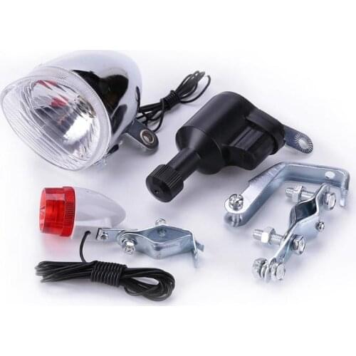 Bike Cycling Dynamo Lights Set Safety No Batteries Needed Headlight Rear