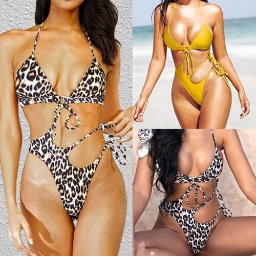 Hot sale in 2021 bikini sexy swimsuit womens one-piece swimsuit leopard print color and yellow optional