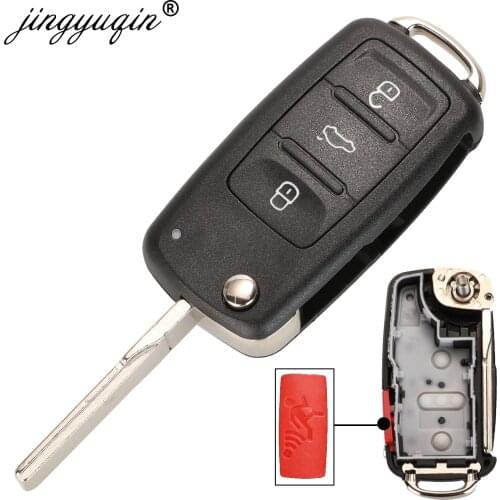 Jingyuqin 10pcs 4 Buttons 020AD Remote Key Shell Case Fit for VW Caddy Eos Golf Jetta Beetle Polo Up Tiguan Touran 5K0837202AD