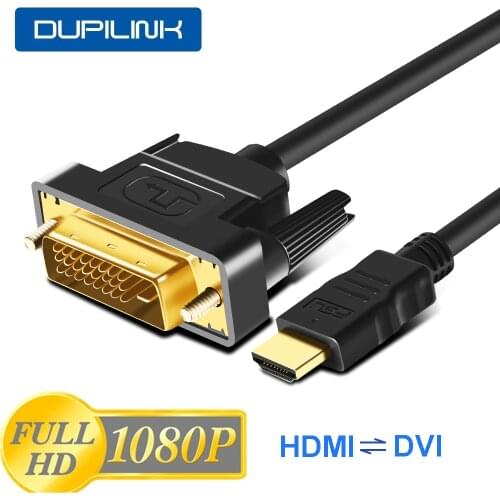 DUPILINK HDMI to DVI Cable DVI HDMI Cable 24+1 DVI-D Adapter Gold Plated for HDTV DVD Projector PlayStation 4 PS 5 4 3 TVBOX