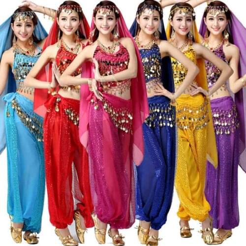 4pcs Sets Bra Top Skirt Egypt Belly Dance Costumes Bollywood Costumes Indian Dress Bellydance Dress Belly Dancing Gypsy Costume