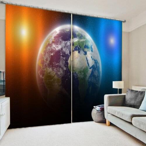 Beautiful Photo Fashion Customized 3D Curtains blue stars curtains 3D Blackout Window Curtains For Living Room