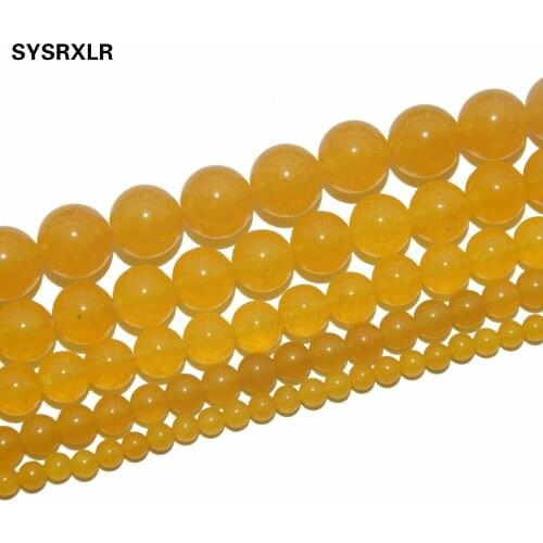 Round Yellow Natural Stone Agat Beads Natural Loose Stone Beads 4/ 6/ 8/10/12 MM Strand 15" Diy Bracelet Necklace Jewelry Making
