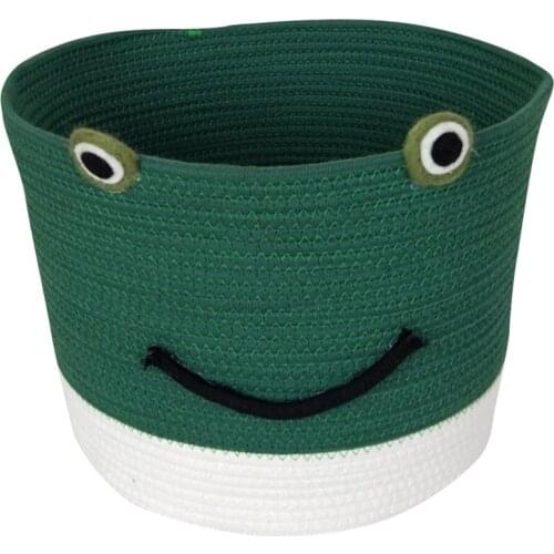 Cute Baby Gift Basket Small Cotton Rope Basket Frog Design Woven Basket Collapsible Baby Room Basket Cute Storage Bin