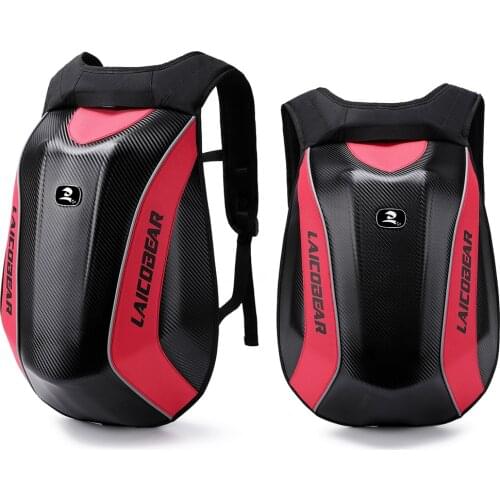 Motorcycle Backpack Waterproof for Dirt Bike ATV Bicycle Multifunction Luggage Tool Bag Hard Shell Red for Laptop