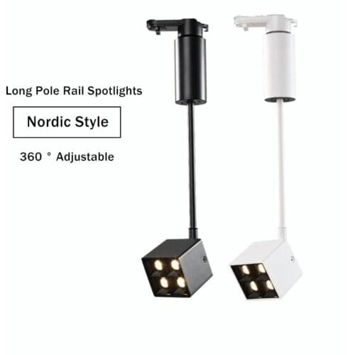 Nordic 12W Long Pole COB LED Track Light Lamp Spot Rail Spotlight for Home clothing Store Corridor Black White AC 110V 220V