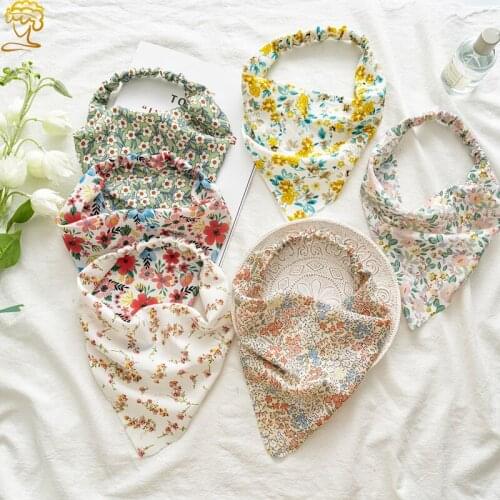 New Floral Pastoral Style Closed Toe Triangular Binder Womens Elastic Band Headscarf Hair Accessories