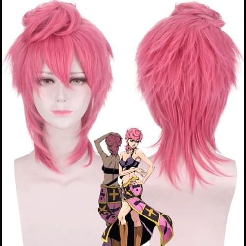 JOJOs Bizarre AdventureTrish Una Spice cosplay Wig JOJO Golden Wind Head Costume Halloween Party Wigs 70cm