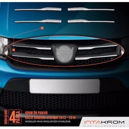 For Dacia Sandero Stepway Front Grille 4 Piece 2012 - 2016 Chrome Styling Accessories Modified Stainless Steel