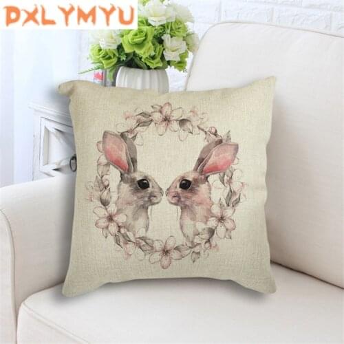 Kawaii Animal Rabbit Cat Nursery Decorative Cushion Throw Pillow 45x45cm for Sofa Home Decor Seat Linen Cushion Kids Gift