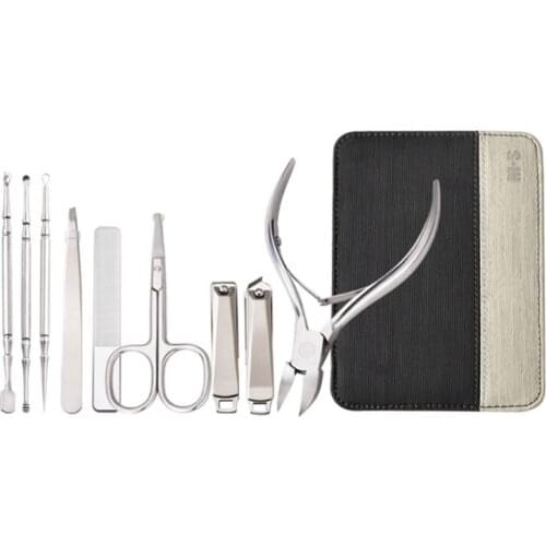 Portable 9 Pcs/Set Manicure Set Stainless Steel Manicure Set Toenail and Fingernail Clippers with Case Nail Care Gift 27RC