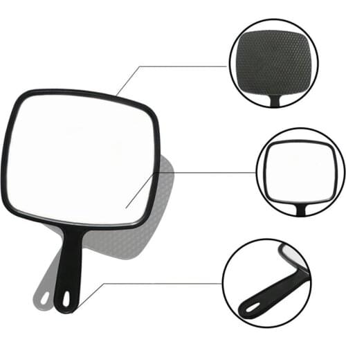 Professional Handheld Salon Barbers Hairdressers Mirror with Handle (Black)