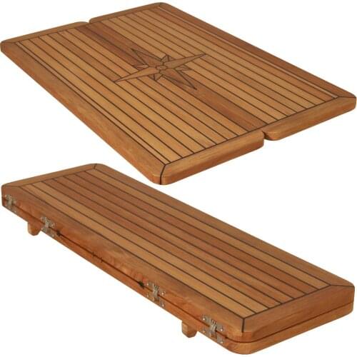 Folding Teak Table Top With Nautic Start Wing Support 3 Sizes Marine Boat RV
