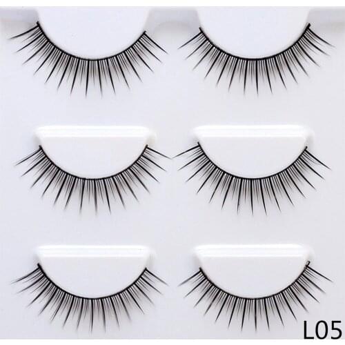10mm Nature Long New 3 Pairs Natural False Eyelashes Fake Lashes Crisscross Makeup Lashes Extension Eyelashes for Makeup L05