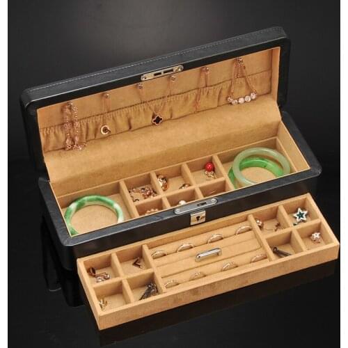 Jewelry Box 2-layer Large Capacity Jewelry Casket Makeup Organizer Earring Ring Necklace Holder Makeup Storage Lady Gift Boxes