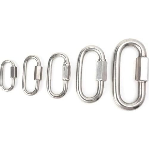 Stainless Steel Screw Lock Climbing Gear Carabiner Quick Links Safety Snap Hook