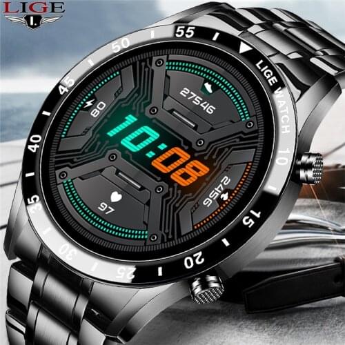 LIGE 2020 New Men SmartWatch Heart Rate Sleep Monitoring Waterproof Sports Watch Smart Bluetooth Call Watch for Android iOS +Box