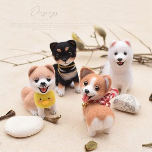 Dog ornaments wool needlepoint kit wool felt needle felting pendant craft needlecraft DIY handmade