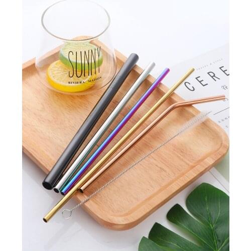 304 Stainless Steel drinking straws Milk Tea Straw Coarse Childrens Metal Straws Reusable straw Brush