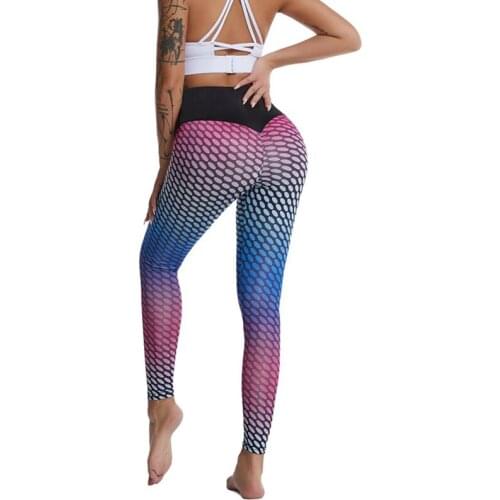 2021 Gradient Printed Sport Trunks New Push Up Gym Clothes Breathable Fitness Women Yoga Pants Trend High Waist Workout Leggings