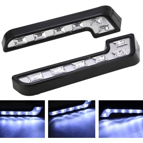 Universal 2PCS Driving Lamp Car Auto Fog Light Source 12V DRL Day-time Running Light White 6LED Organic Plastics Shell
