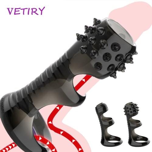 VETIRY Penis Sleeve Ring Penis Enlargement Cock Ring Reusable Condom Foreskin Ring Male Time Delay Ejaculation Sex Toys for Man