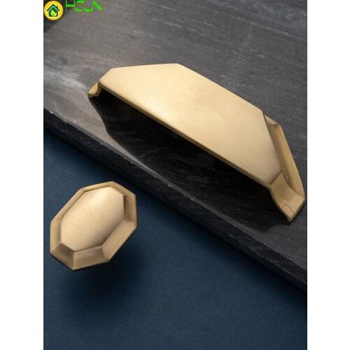 Vintage Simple Solid Brass Cabinet Pulls Kitchen Cupboard Door Handles Drawer Knobs Copper Furniture Handle Hardware