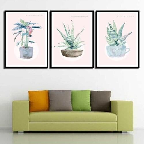 Waterproof Print Canvas Painting Stylish For Living Room Landscape Green Plant Poster Nordic Style Wall Artwork Unframed