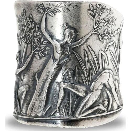 Milangirl Ladies Womens Fashion Silver Color Ring Mythology Laurel Goddess Pattern Personality Wedding Engagement Ring