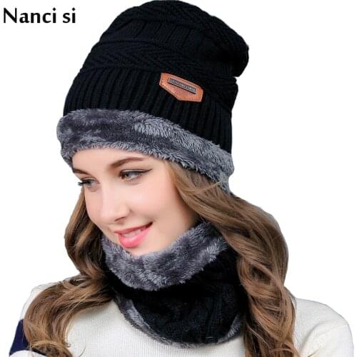 Brand Nanci si Winter Wool Ski Knitted Hats Scarf Set Head Hooded Cap Beanie Mask Balaclava Earmuffs Head Caps For Men Women