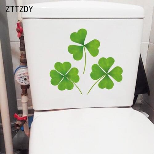 ZTTZDY 24×21.6CM Four-Leaf Clover Stitching Fresh Bathroom Toilet Stickers Creative Home Wall Decoration T6-0188