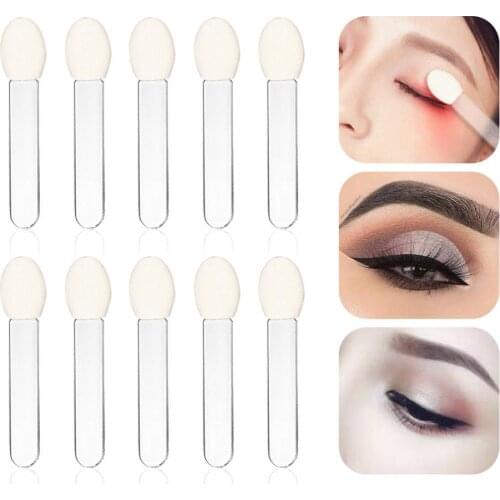 Hot 10Pcs Disposable Transparent Sponge Eye Shadow Brushes Beauty Makeup Applicator