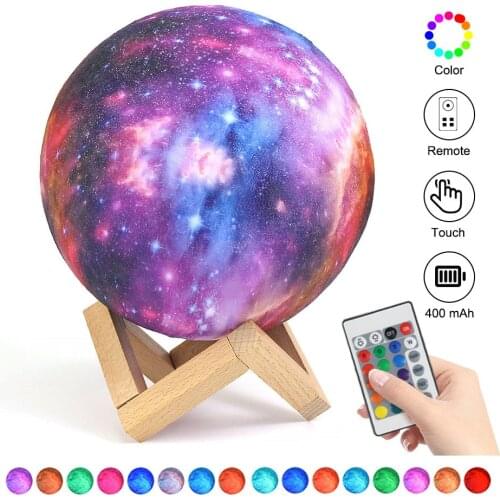2021 Starry Sky 3D Moonlight Built-in Battery And USB Rechargeable 16 changeable colors Touch And Remote Control Galaxy Light