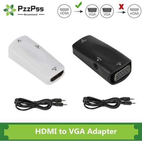 PzzPss Mini HDMI Female to VGA Female Adapter 1080P FHD Audio Video HD2VGA Converter For PC Laptop HDTV Computer Projector