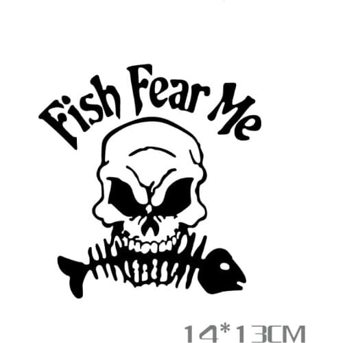 Volkrays Car-styling Skull Fish Fear Me Go Fishing Car Sticker Decal Accessories for Motorcycle Smart Mini Polo Golf Audi Skoda