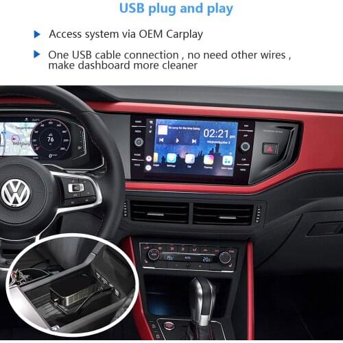 Wireless CarPlay Ai Box Supports YouTube Netflix Video GPS Navigation, for Volkswagen Polo Golf Passat Touran Skoda with CarPlay