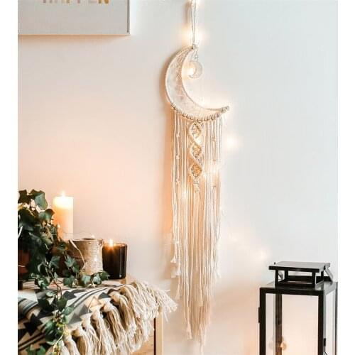 Bohemian Wall Hanging Tapestry Mandala Moon Dreamcatcher Boho Chic Macrame Woven Knitted Tapestries Home Decoration Wall Decor