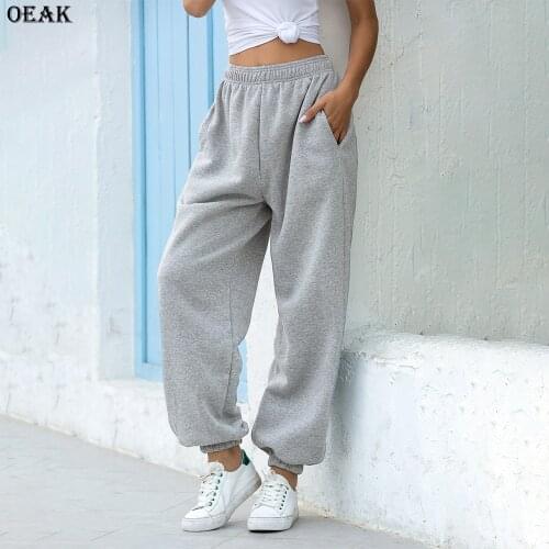 2021 Sweatpants Women Baggy Gray Womens Sports Pants Womens Joggers Wide Leg Oversized Streetwear High Waisted Woman Pants