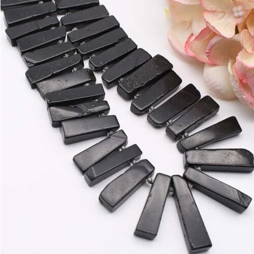 Natural Black tourmaline irregular Rectangular shape Stone Beads For DIY necklace bracelet jewelry making 15 "free delivery