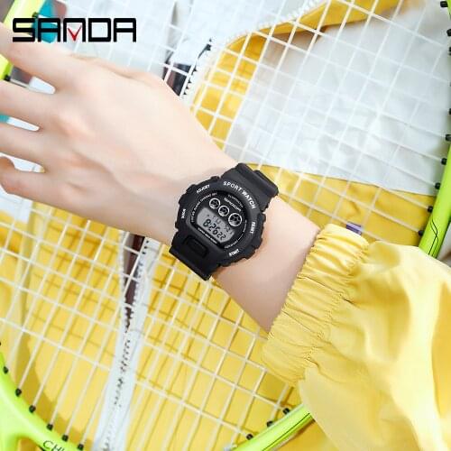 Sanda Unisex Electronic Watch Ladies Multi-function 50 Meters Waterproof Watches Digital Male Student Fashion Resin Sports Clock