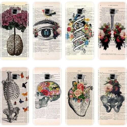 Phone Case For Samsung Galaxy C5 C7 C9 Pro Soft Silicone Skull Flower Heart Eye Anatomy Skeleton Back Cover For Samsung C5 C7 C8
