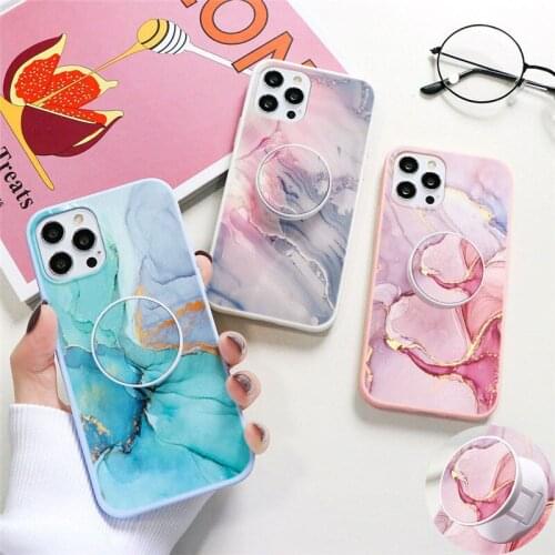 For Samsung Galaxy A12 A52 A50 A51 A21S A10 A40 A32 A31 A72 A70 A71 A20E S20 FE S21 Ultra S8 S9 S10 Plus Marble Holder TPU Case